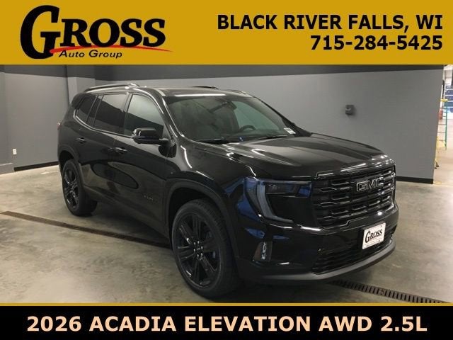 2026 GMC Acadia Elevation in Ebony Twilight Metallic — front three-quarter view