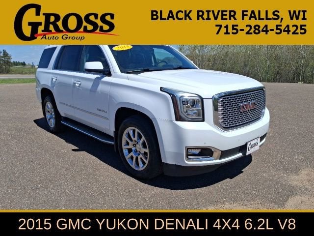 2015 GMC Yukon Denali in Summit White — front three-quarter view