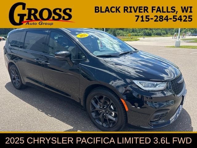 2025 Chrysler Pacifica Limited in Black — front three-quarter view