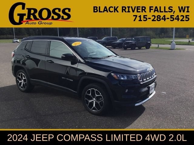 2024 Jeep Compass Limited in Black — front three-quarter view