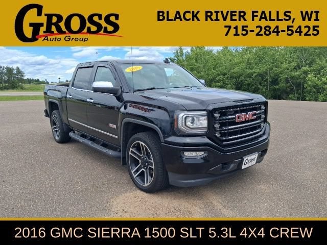 2016 GMC Sierra 1500 SLT in Onyx Black — front three-quarter view