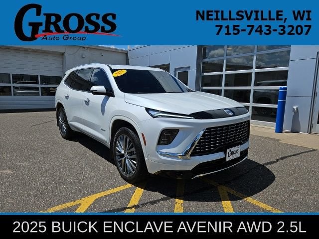 2025 Buick Enclave Avenir in White Frost Tricoat — front three-quarter view