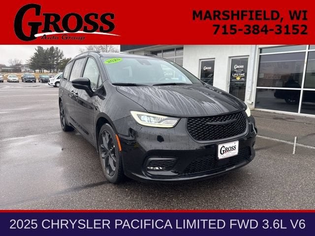 2025 Chrysler Pacifica Limited in Black — front three-quarter view