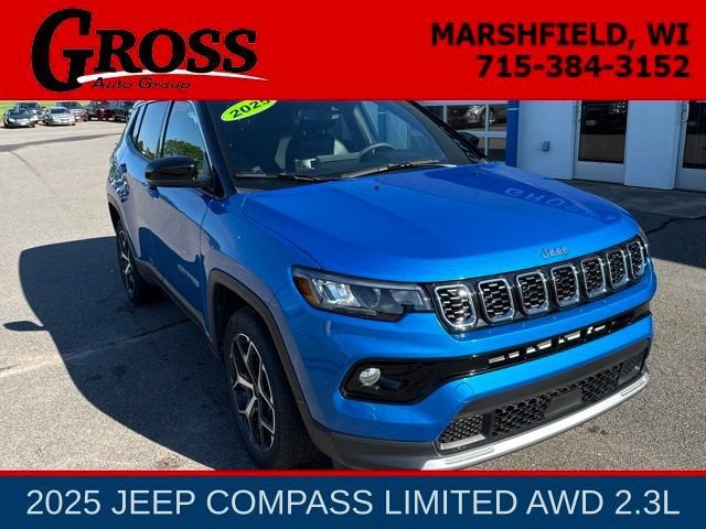 2025 Jeep Compass Limited in Blue — front three-quarter view